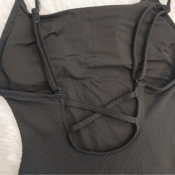 Aerie Swimsuit One Piece Small Pique Textured Solid Black VSCO Classic - Picture 12 of 13